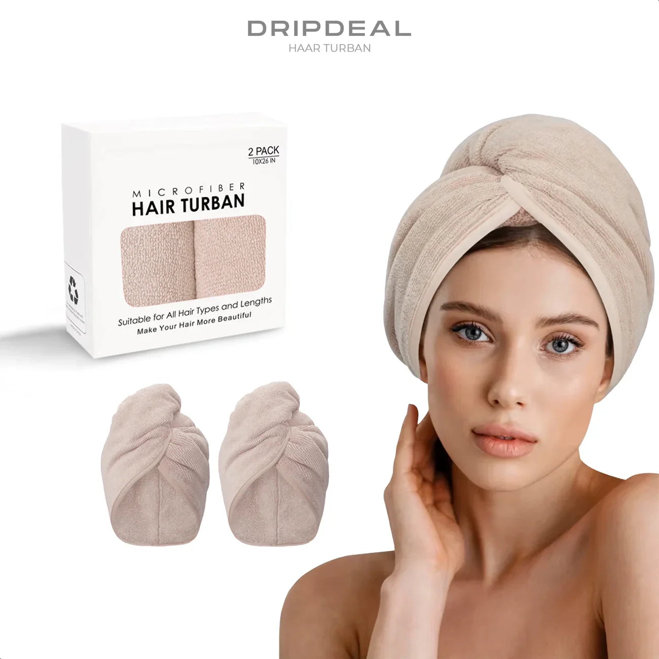 Serviette turban en microfibre – Lot de 2 | Séchage rapide et doux des cheveux
