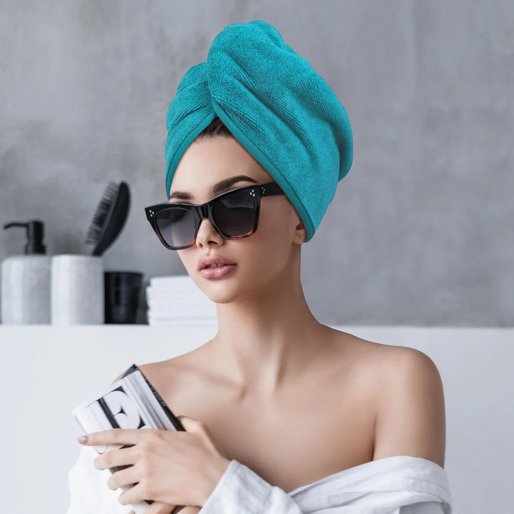 Serviette turban en microfibre – Lot de 2 | Séchage rapide et doux des cheveux