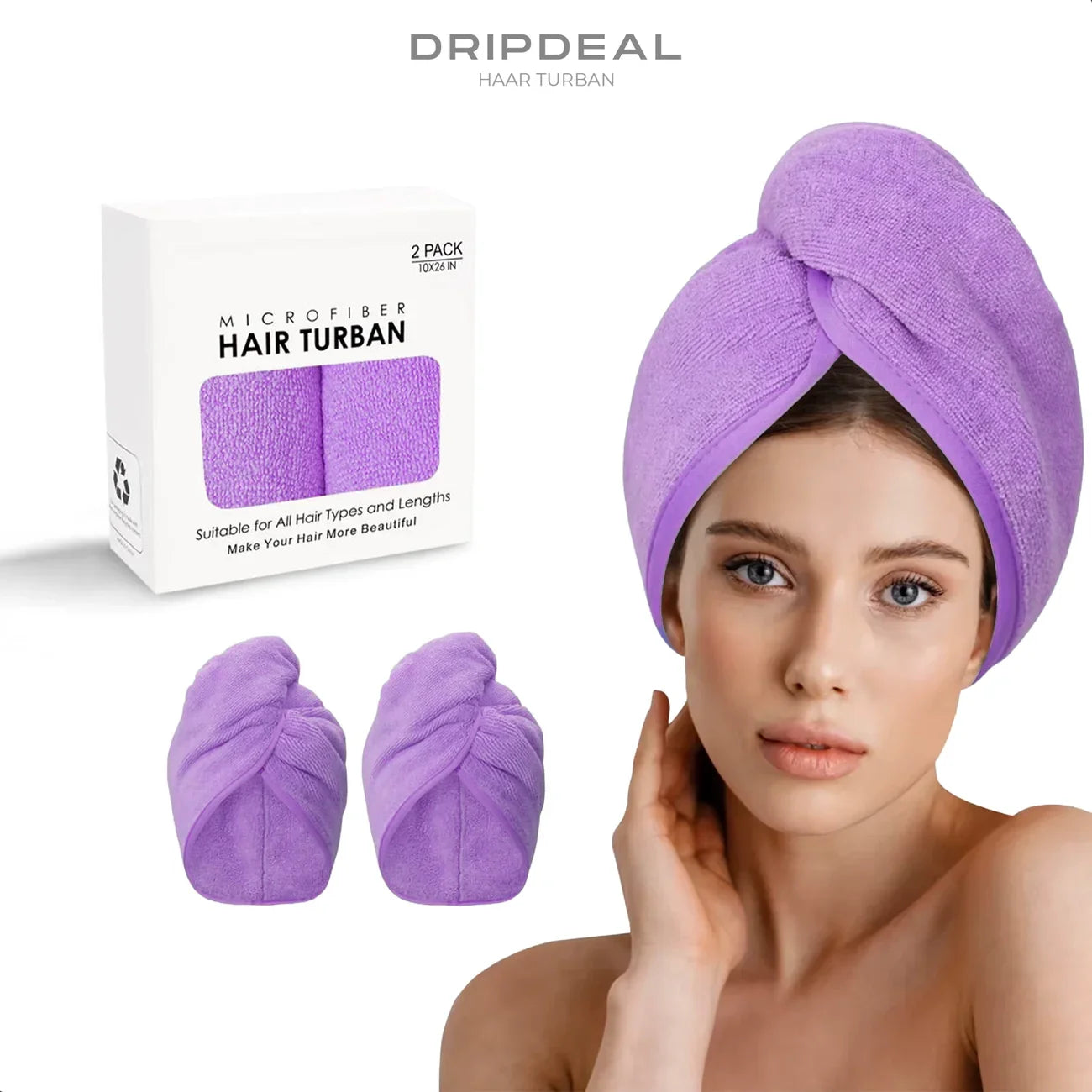 Serviette turban en microfibre – Lot de 2 | Séchage rapide et doux des cheveux