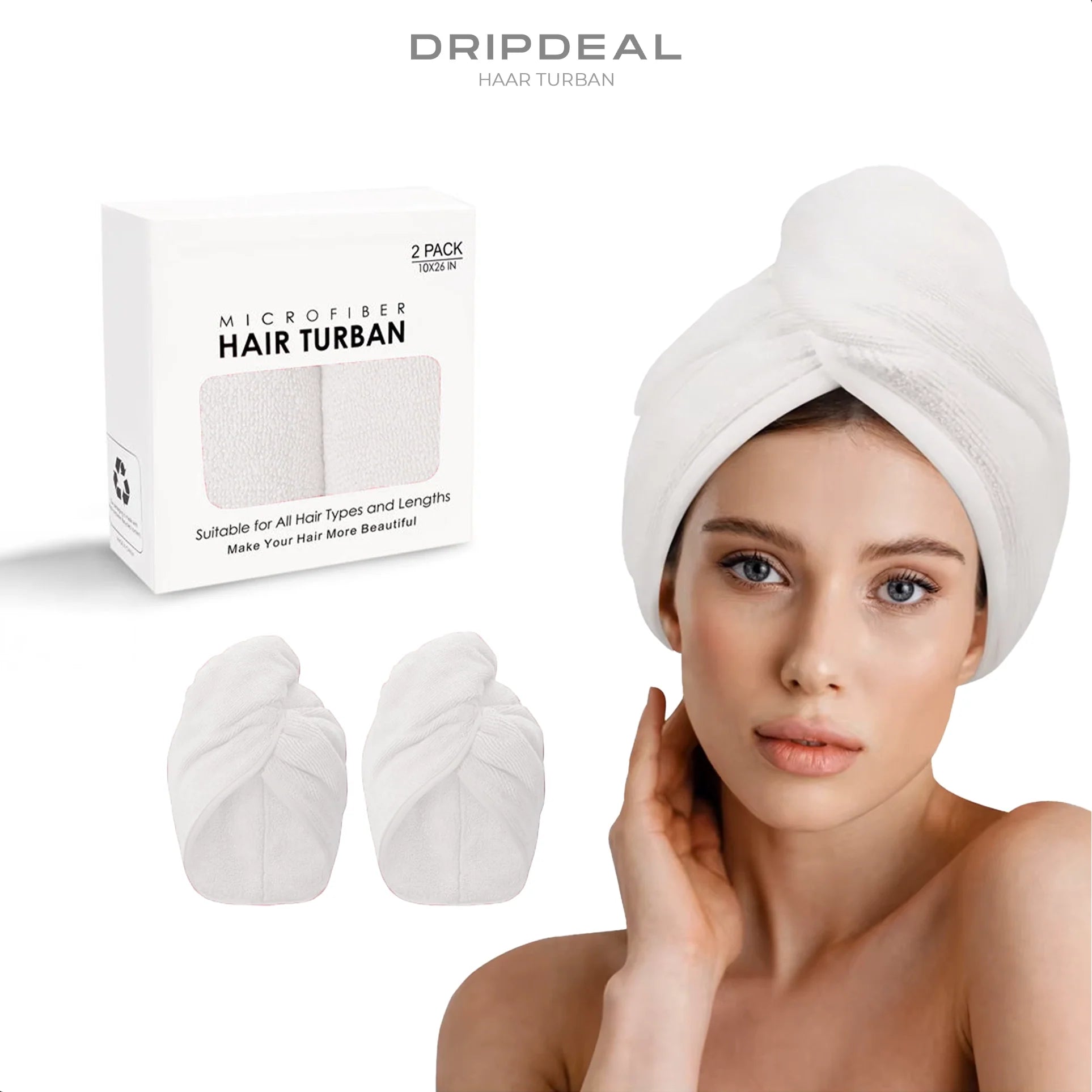 Serviette turban en microfibre – Lot de 2 | Séchage rapide et doux des cheveux