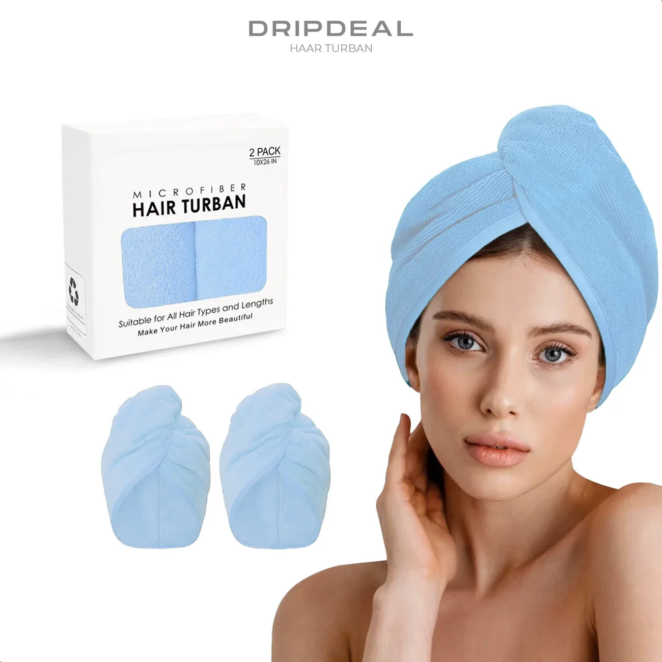 Serviette turban en microfibre – Lot de 2 | Séchage rapide et doux des cheveux