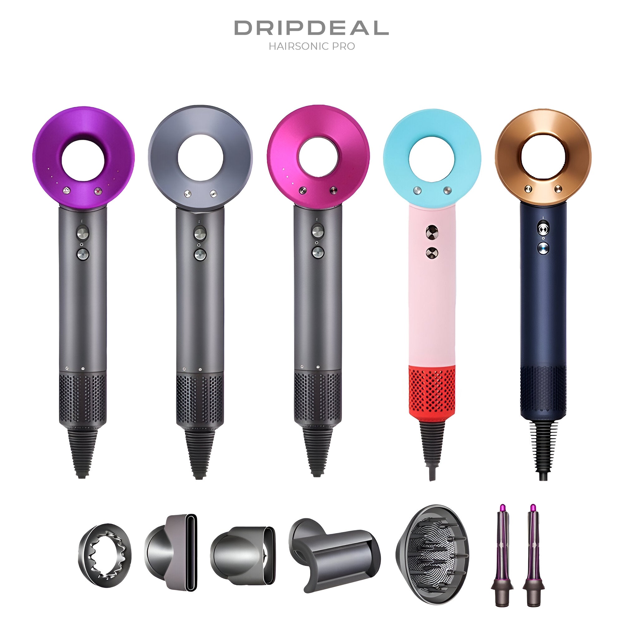 HairSonic Pro Dripdeal – Sèche-cheveux et appareil coiffant 5-en-1 avec technologie ionique