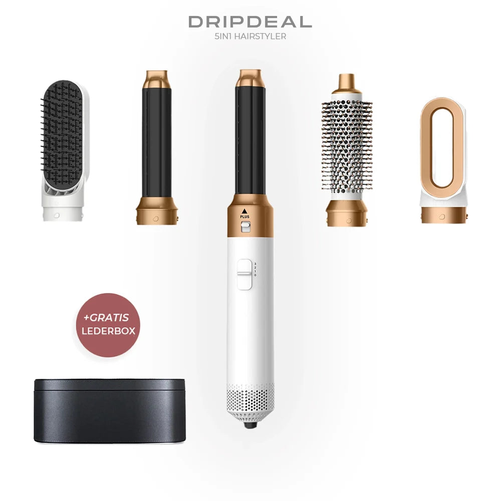 5 en 1 Hairstyler Dripdeal – Boucler, lisser & sécher avec effet Coanda