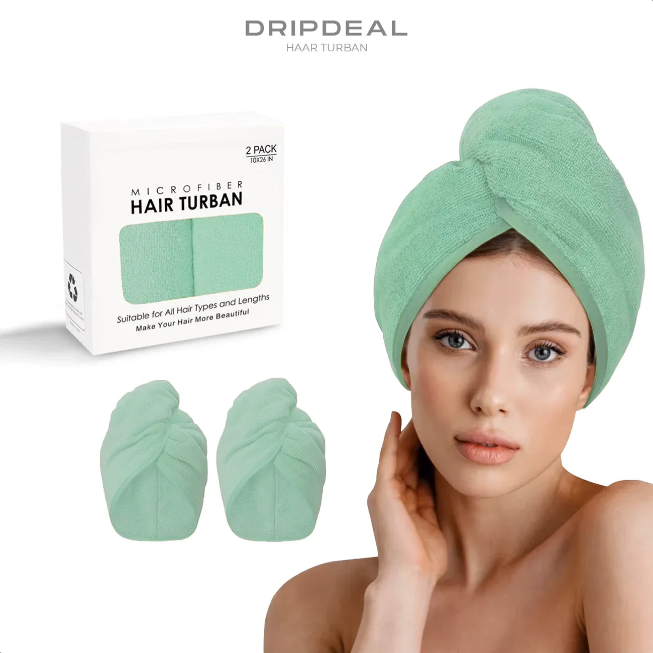 Serviette turban en microfibre – Lot de 2 | Séchage rapide et doux des cheveux