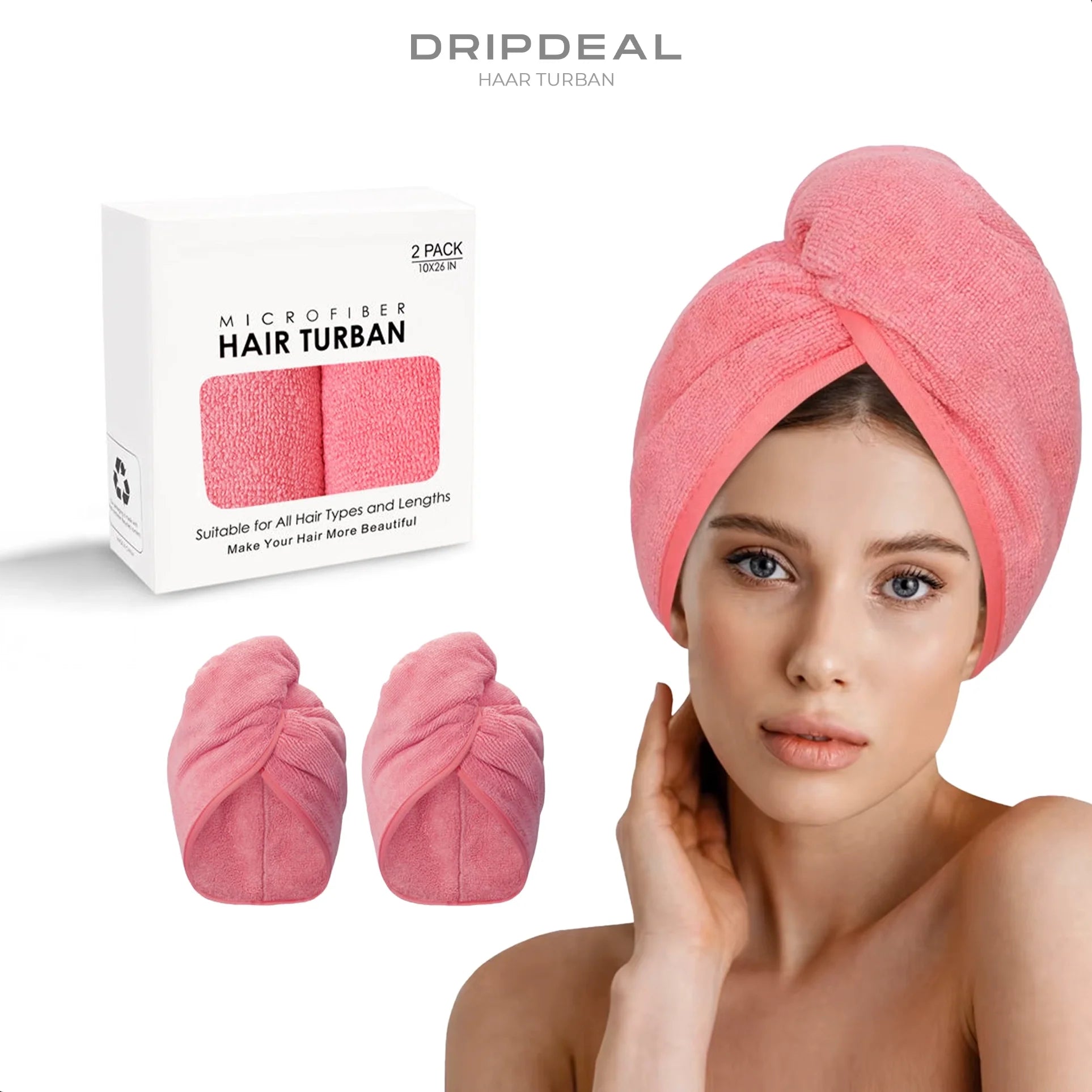 Serviette turban en microfibre – Lot de 2 | Séchage rapide et doux des cheveux
